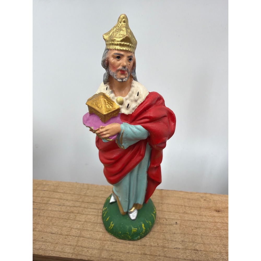 Vintage Fontanini‎ Nativity Wise Man King Melchior Figurine Gold Crown Christmas